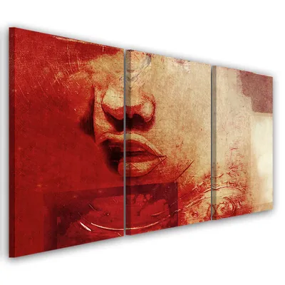 Immagine prodotto di Trittico su tela rosso altro 120x80 cm Feeby rosso quadro da parete pronto per essere appeso