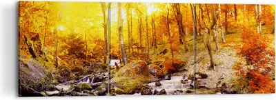 Produktbild von Bild auf Leinwand - Leinwandbild - Berge Bach Wasser - 120x40cm - Wand Bild - Wanddeko - Wandbilder - Leinwanddruck - Bilder - Kunstdruck - Wanddekoration - Leinwand bilder - Wandkunst - CA120x40-3717