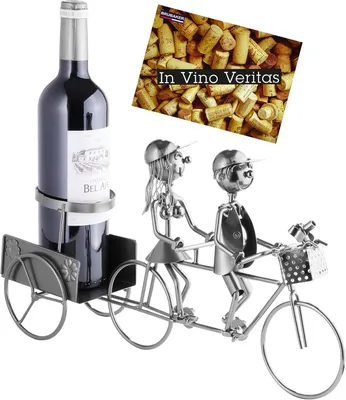 Immagine prodotto di Due portabottiglie per biciclette tandem. Scultura in metallo con biglietto regalo