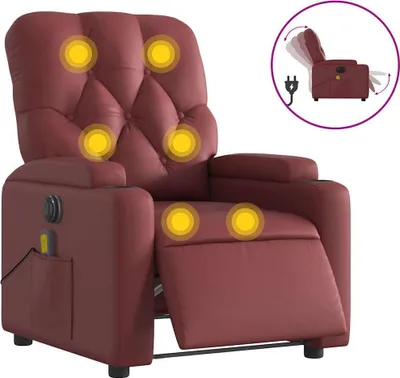 Image de vidaXL Fauteuil de massage électrique vin rouge similicuir