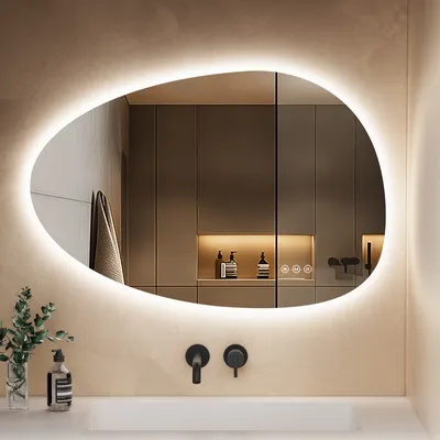 Produktbild von S'AFIELINA Badspiegel mit Beleuchtung 85×50cm LED Touch Schalter Wandspiegel 3 Lichtfarben und Dimmbar, Anti-Beschlag- und Memory-Funktion