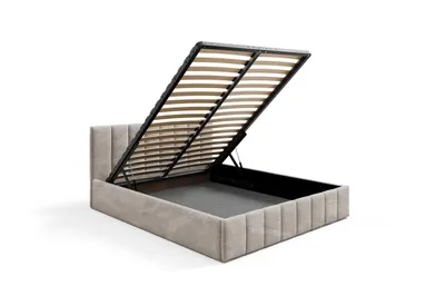 Produktbild von Polsterbett 160x200 Beige Boucle Stoff Bett mit Metall - Lattenrost mit Stauraum