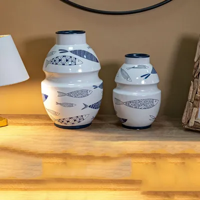 Produktbild von Cosmo - Vase, Weiß, Motive mit Fischen