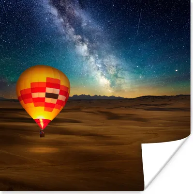Produktbild von MuchoWow® Poster Heißluftballon - Sternenhimmel - Sand 75x75 cm - Wand Dekoration