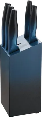 Produktbild von MICHELINO 6 tlg. Edelstahl Küchenmesser Set Messerblock Petrol