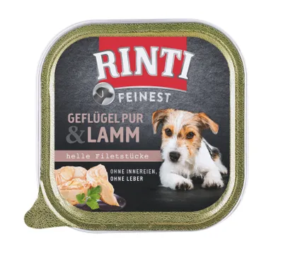 Produktbild von RINTI Feinest Geflügel pur & Lamm, Adult, jede Rasse, Lamm, Geflügel, 150 g, Ohne Soja