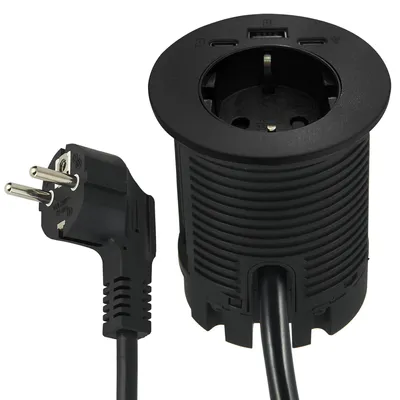 Obrázek produktu pro Electraline 62588, zásuvková lišta/zásuvka do pracovního stolu, vestavná zásuvka s