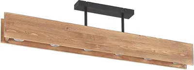 Produktbild von Lindby Deckenleuchte Malwin, GU10, 100 cm lang, 6-flg., Holz