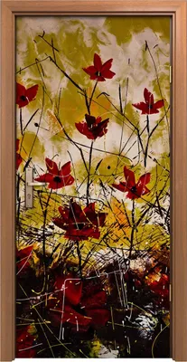 Produktbild von Türposter 90x200 cm Türaufkleber Türtapete Türfolie Klebefolie Wiesen Blumen Malerei
