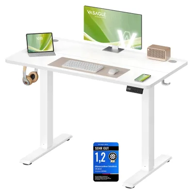 Produktbild von VASAGLE Schreibtisch Höhenverstellbar, Memory-Funktion mit 4 Höhen – Wolkenweiß, Größe 100 x 60 cm