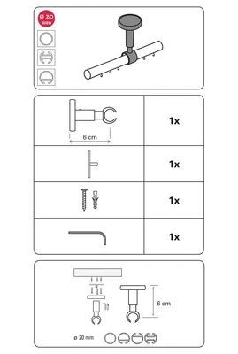 Produktbild von Gardinia Deckenträger für Ø 20 mm bronze 6 cm