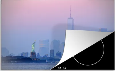 Produktbild von KitchenYeah© Herdabdeckplatte Freiheitsstatue und die New Yorker Skyline , 78x52cm, Küche Deko, Glaskeramikkochfeld Herdabdeckung, Abdeckplatte fùr Kochfeld
