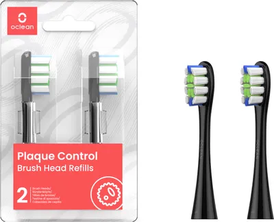 Image de Têtes de brosse de rechange Plaque Control Medium noires, lot de 2
