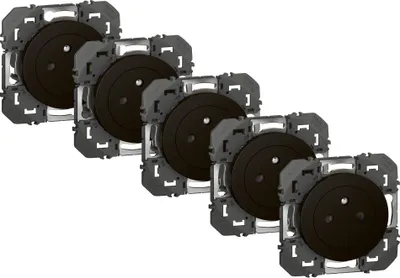 Image de Lot de 5 prises avec terre, à assembler Dooxie, LEGRAND, noir