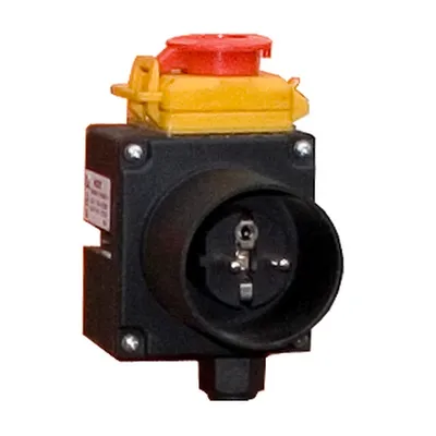 A close-up studio shot of an electrical switch.