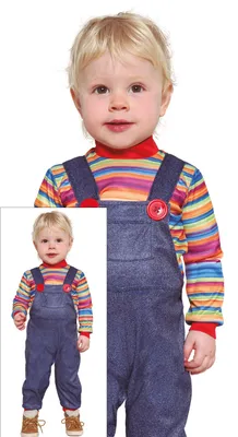 Imagen del producto de Traje de cuerpo entero para Halloween, diseño "Freche Puppe", con motivos de arcoíris y detalles coloridos. Ideal para disfraces, juegos y aventuras. Talla: 92/98. Color: Azul