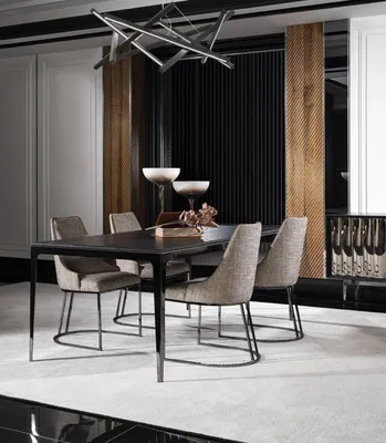 Produktbild von Elegantes schwarzes Esszimmer Set aus Holz mit modernen Stühlen