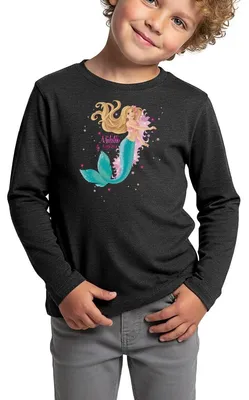 Produktbild von Spreadshirt Schleich Bayala Meerjungfrau Michelle Kinder Premium Langarmshirt, 110/116 (4 Jahre), Anthrazit meliert