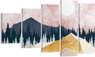 Produktbild von Bild auf Leinwand - Leinwandbild - 5 Teile - Grafik Modern Landschaft - 100x60cm - Wand Bild - Wanddeko - Wandbilder - Leinwanddruck - Bilder - Wanddekoration - Leinwand bilder - EG100x60-4832