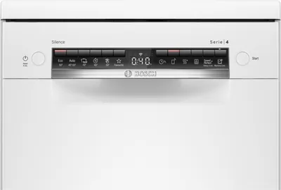 Obrázek produktu pro Bosch Serie 4 SPS4HKW49E, Stojací, Úzká (45 cm), Bílá, Bílá, Knoflíky, TFT