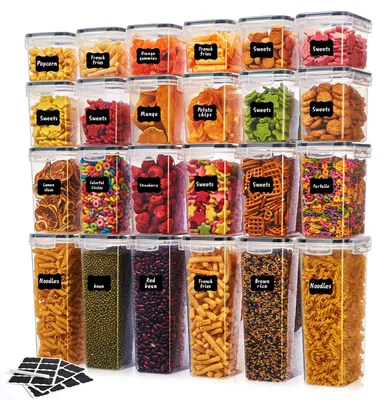 24er-Set luftdichte Vorratsdosen, Kunststoff, BPA-frei, 24 Stück