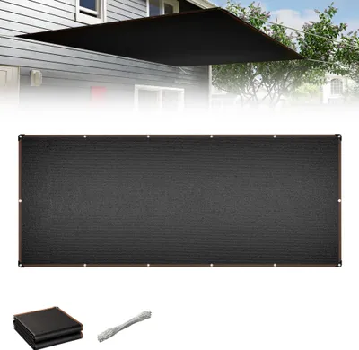 Image de Voile d'ombrage LZQ 2x5m rectangulaire - HDPE 150g/m², résistant au vent, résistant aux UV & hydrofuge, cordes incluses - Anthracite pour terrasse & jardin
