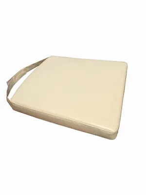 A single beige seat cushion with a strap is shown against a white background.