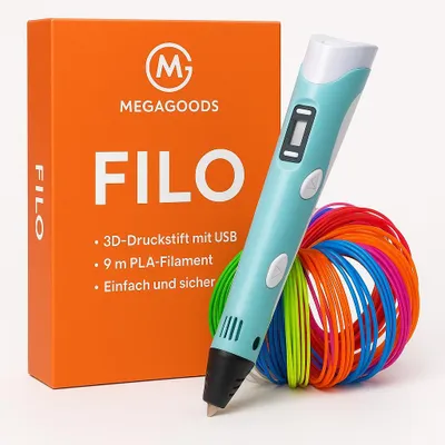 Produktbild von 3D Druckstift USB mit 9 m PLA Filament für Kinder DIY DE.
