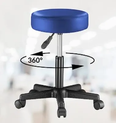 Zdjęcie produktu dla Krzesło obrotowe na kółkach, krzesło robocze, krzesło biurowe, regulacja wysokości, obrót o 360°, krzesło do biura, salonu, gabinetu masażu, spa, kolor niebieski, zakres regulacji wysokości: 46-61 cm
