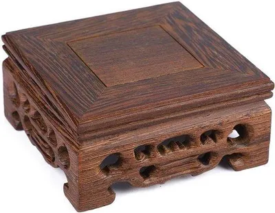 Imagen del producto de Soporte de madera para escritorio - Tetera - Decoración - Cuadrado - Bonsái - Base de madera - Oficina en casa - 10x10x3.7 cm