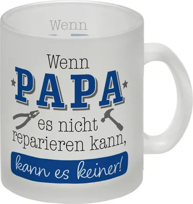 Produktbild von Papa Geschenk Glas Tasse mit Spruch Wenn Papa scheitert scheitert jeder
