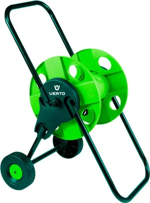 Image de Chariot dévidoir pour tuyaux d'arrosage 15G791 VERTO Support pour tuyaux d'arrosage : 45m - ½, 35m - 5/8", 15m - ¾, côtés renforcés du support