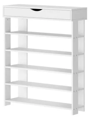 Zdjęcie produktu dla Półka na buty, 5 półek, biała, 75 x 30 x 94 cm, drewno