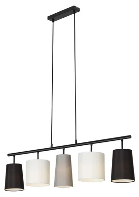 Zdjęcie produktu dla Lampa wisząca Lampa wisząca BRILONER LEUCHTEN SHADES, 40 W, IP20, czarna, metal-tkanina, bez 5x E14, 96 x 120 cm
