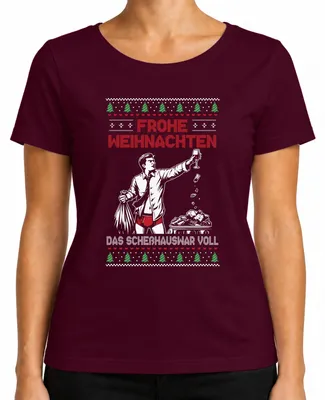 Obrázek produktu pro Merry Christmas Sarcasm - Ošklivý vánoční svetr - dámské tričko, vínová, M