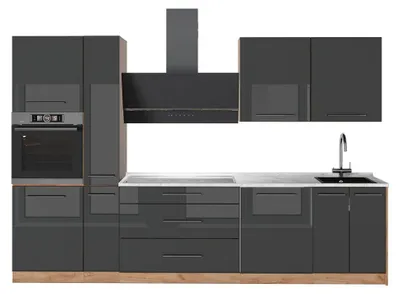 Obrázok produktu pre Kuchynka Vicco Fame-Line Antracit vysoký lesk/Dub Goldkraft 310 cm, AP Marble, Model 64290