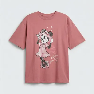 Produktbild von Disney Minnie Maus Damen kurzarm Schlafshirt 100% Baumwolle – Mehrfarbig / L
