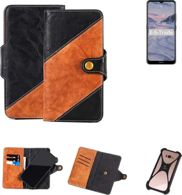 Produktbild von K-S-Trade Handyhülle Schutzhülle Bookstyle Case Wallet-Case kompatibel mit Nokia 2.4 Handy Cover Bumper Klapphülle schwarz hellbraun 1x