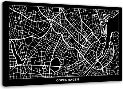 Produktbild von Leinwandbild kopenhagen - stadtplan 90x60 cm Feeby grau wandbild bereit zum aufhängen
