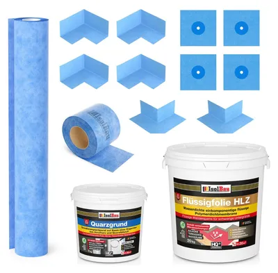 Dichtset Flüssigfolie HLZ 20 kg Quarzgrund Dichtband Dichtbahn Bad Balkon Dusche