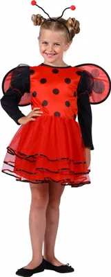 Produktbild von Marienkäfer "Ladybug" Kostüm für Mädchen | Kleid Haarreif Flügel Größe: 116/128