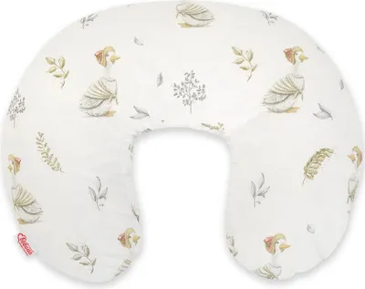 Image de Coussin d'allaitement en forme de haricot en fibre naturelle couleur crème pour confort et soutien pendant l'allaitement et la