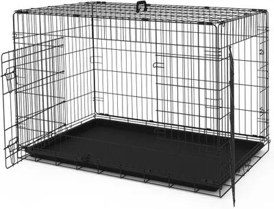 Zdjęcie produktu dla Klatka dla psa składana - Transporter dla psa - Bezpieczny transport - Podwójny system zamykania - 122 x 75 x 81 cm - Czarna