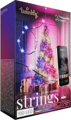 Produktbild von Twinkly Candies LED-Weihnachtsbaumbeleuchtung TWKP100RGB-T 6 m 100 Lichter in Perlenform