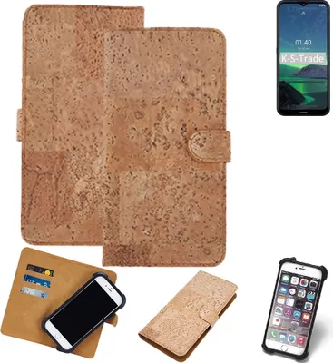 Produktbild von K-S-Trade Hülle kompatibel mit Nokia 1.4  Kork Handyhülle Cover  Schutzhülle TPU Case Bumper in Hellbraun, (1x)