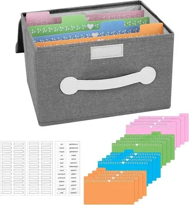 Image de Boîte pour cartes - Organiseur à 16 compartiments - 84 étiquettes - Gris