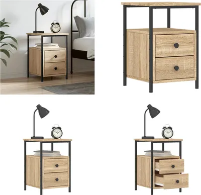 Zdjęcie produktu dla vidaXL Szafka nocna dąb sonoma 34x35,5x50 cm materiał drewnopochodny - Szafka nocna - Szafki nocne - Szafka nocna - Komoda nocna z szufladami