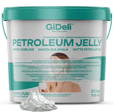 Zdjęcie produktu dla Biała wazelina 20 kg – czysta, do pielęgnacji skóry, ochrona tatuaży, baza kosmetyczna, do ciała – GiDeli