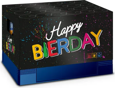 Produktbild von itenga Bierkasten Geschenkverpackung Happy Bierday Hülle zum Aufstecken auf Bierkasten