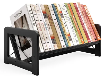 Schreibtisch-Bücherregal, Holz, schwarz, 16,5 x 9,5 x 7,2 Zoll, kippbar
